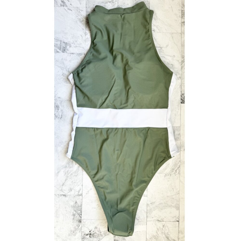 NEW Zipper Sleeveless One-piece Swimsuit - Picture 3 of 11